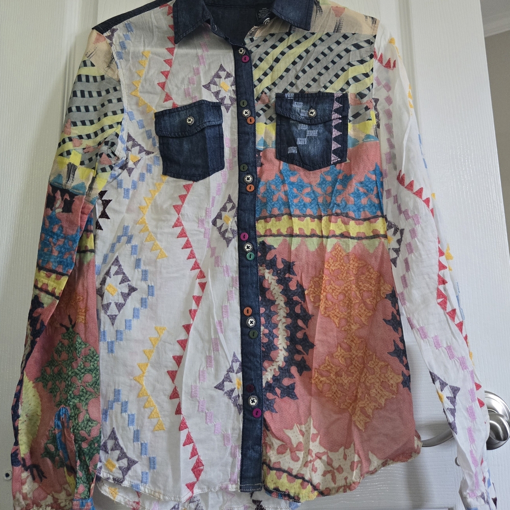 Desigual Multicolor Patterned Button Down Shirt